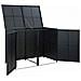 Copribidone Doppio per Spazzatura Polyrattan Nero 148x80x111 cm - Foto miniatura 3