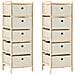 Armadietti 2 Pz Con 5 Cesti In Tessuto E Legno Di Cedro Beige - Foto miniatura 1