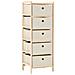 Armadietti 2 Pz Con 5 Cesti In Tessuto E Legno Di Cedro Beige - Foto miniatura 3