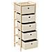 Armadietti 2 Pz Con 5 Cesti In Tessuto E Legno Di Cedro Beige - Foto miniatura 5