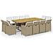 Set Da Pranzo Per Giardino 13pz Con Cuscini In Polyrattan Beige - Foto miniatura 1