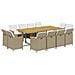 Set Da Pranzo Per Giardino 13pz Con Cuscini In Polyrattan Beige - Foto miniatura 2