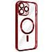 Cover Magsafe Per Iphone 14 Pro Max Silicone Protezione Fotocamera Bordo Rosso - Foto miniatura 4