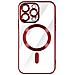 Cover Magsafe Per Iphone 14 Pro Max Silicone Protezione Fotocamera Bordo Rosso - Foto miniatura 1