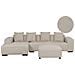 Divano Angolare 4 Posti Lungo Velluto A Coste Beige Con Ottomana Lato Destro - Foto miniatura 2