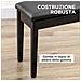 Sgabello per Pianoforte con Vano Contenitore in Legno e Finta Pelle PU, 75x35x49cm, Nero - Foto miniatura 2