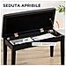 Sgabello per Pianoforte con Vano Contenitore in Legno e Finta Pelle PU, 75x35x49cm, Nero - Foto miniatura 5