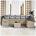 Set di divani da giardino di 9 pezzi con cuscini beige in rattan PE - Foto miniatura 3