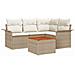 Set divani da giardino 5 pezzi con cuscini beige in polyrattan acacia - Foto miniatura 1