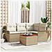 Set divani da giardino 5 pezzi con cuscini beige in polyrattan acacia - Foto miniatura 2