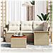 Set divani da giardino 5 pezzi con cuscini beige in polyrattan acacia - Foto miniatura 3