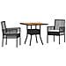 Set da Pranzo da Giardino 3 Pezzi con Cuscini Nero Polyrattan - Foto miniatura 1