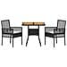 Set da Pranzo da Giardino 3 Pezzi con Cuscini Nero Polyrattan - Foto miniatura 7