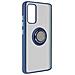 Cover Samsung Galaxy S20 Fe Bimateriale Anello In Metallo Funzione Supporto Blu - Foto miniatura 5