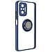Cover Xiaomi Redmi Note 10 Pro Bi-materia Anello Metallico Supporto Blu - Foto miniatura 4