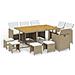 Set Da Pranzo Per Giardino 11pz Con Cuscini In Polyrattan Beige - Foto miniatura 1
