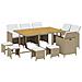 Set Da Pranzo Per Giardino 11pz Con Cuscini In Polyrattan Beige - Foto miniatura 2