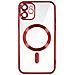Cover Magsafe Per Iphone 11 Silicone Protezione Fotocamera Bordo Cromato Rosso - Foto miniatura 1