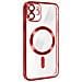 Cover Magsafe Per Iphone 11 Silicone Protezione Fotocamera Bordo Cromato Rosso - Foto miniatura 2