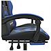 Sedia da Gaming Girevole con Poggiapiedi Nero e Blu Similpelle - Foto miniatura 7