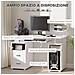 Scrivania Per Pc Con Ripiano Per Tastiera E Per Monitor E 2 Cassetti, 120x55x85 Cm, Bianca - Foto miniatura 6