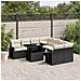 Set Divani da Giardino 9 pz con Cuscini Nero in Polyrattan - Foto miniatura 4