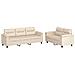 Set Divani 2 pz con Cuscini Beige in Tessuto Microfibra - Foto miniatura 1