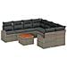 Set Divano da Giardino  9 Pezzi con Cuscini Grigio Polyrattan Acacia, Divano da Giardino  2 Posti con Spazio di Stoccaggio e Cuscini Grigio Polyrattan - Foto miniatura 1