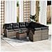 Set Divano da Giardino  9 Pezzi con Cuscini Grigio Polyrattan Acacia, Divano da Giardino  2 Posti con Spazio di Stoccaggio e Cuscini Grigio Polyrattan - Foto miniatura 2