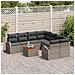 Set Divano da Giardino  9 Pezzi con Cuscini Grigio Polyrattan Acacia, Divano da Giardino  2 Posti con Spazio di Stoccaggio e Cuscini Grigio Polyrattan - Foto miniatura 3