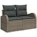 Set Divano da Giardino  9 Pezzi con Cuscini Grigio Polyrattan Acacia, Divano da Giardino  2 Posti con Spazio di Stoccaggio e Cuscini Grigio Polyrattan - Foto miniatura 7