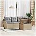 Set Divano Giardino 5 Pezzi con Cuscini Beige in Rattan Poliestere, Divano Giardino 2 Posti con Spazio Stoccaggio e Cuscini Beige in Rattan Poliestere - Foto miniatura 2