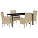 Set da Pranzo per Giardino con cuscino 5 pcs Beige Poly Rattan - Foto miniatura 1