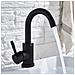 Rubinetto per lavabo da bagno, Blackswan, tipo M234, modello rotondo nero opaco, misura 23,5 cm - Foto miniatura 3