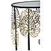 Coppia Tavolinetti Foglie Glam In Ferro E Vetro Nero E Gold - Ø 38 X H 55 E Ø 33 X H 50 Cm - Foto miniatura 5