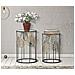 Coppia Tavolinetti Foglie Glam In Ferro E Vetro Nero E Gold - Ø 38 X H 55 E Ø 33 X H 50 Cm - Foto miniatura 6