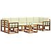 Set di divani da esterno con cuscino 8 pcs Naturale e Crema - Foto miniatura 3