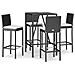 Set Bar da Giardino 5 pz con Cuscini in Polyrattan Nero - Foto miniatura 1