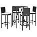 Set Bar da Giardino 5 pz con Cuscini in Polyrattan Nero - Foto miniatura 3