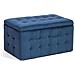 Pouf Ottomano Con Contenitore In Tessuto Blu Scuro Michigan - Foto miniatura 23