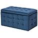 Pouf Ottomano Con Contenitore In Tessuto Blu Scuro Michigan - Foto miniatura 1