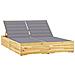 Lettino Prendisole Doppio e Cuscini Grigi in Pino Impregnato - Foto miniatura 1