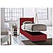 Letto Singolo Carolina, Letto Contenitore Con Rivestimento In Tessuto, 100% Made In Italy, Apertura Frontale, Con Materasso Cm 80x190 Incluso, Rosso - Foto miniatura 2