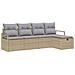 Set divano giardino 5 pezzi con cuscini beige in rattan, Divano giardino 2 posti con cuscini beige in rattan - Foto miniatura 1