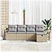 Set divano giardino 5 pezzi con cuscini beige in rattan, Divano giardino 2 posti con cuscini beige in rattan - Foto miniatura 3