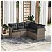 Set Divano da Giardino 5 pz con Cuscini Grigio in Polyrattan - Foto miniatura 2