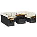 Set Divani Giardino 10pz con Cuscini Nero in Polyrattan Acacia - Foto miniatura 1