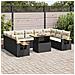 Set Divani Giardino 10pz con Cuscini Nero in Polyrattan Acacia - Foto miniatura 2