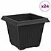 Vaso quadrato per fiori 24 pcs Nero 20 x 20 x 16 cm Plastica - Foto miniatura 1