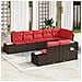 Set Divano da Giardino 8 pz Marrone e Rosso Poly Rattan - Foto miniatura 5